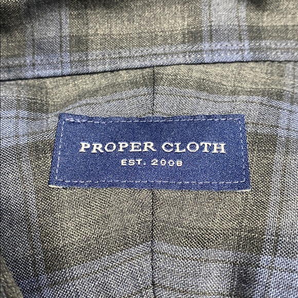 PROPER CLOTH Blue and Gray Plaid Men's Shirt MERINO WOOL - Picture 3 of 5